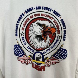 Elks Care In Honor Of Our Military Veterans USA Graphic Sweatshirt Mens White XL
